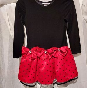 Little girls red and black low waist dress
